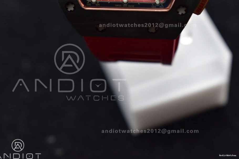 1:1 KVF Best NTPT Red on Dial Edition 1020 Strap Chrono A7750 RM011 Rubber ModernLook Crystal V Lotus 0215